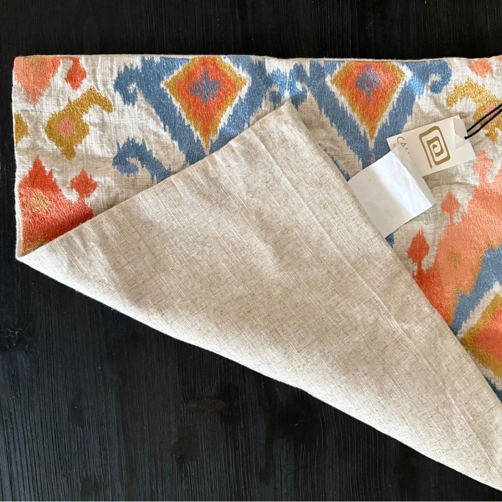 Callisto Home Ikat Pillow Cover 22x22 Metallic Gold Embroidered NWT